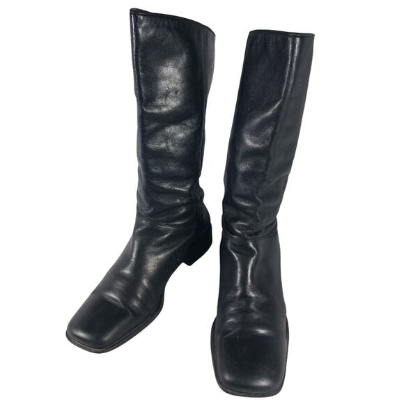 NATURALIZER! BLACK GENUINE LEATHER SQUARE TOE MID CALF/ANKLE BOOTS! SZ 8.5M - Picture 3 of 11